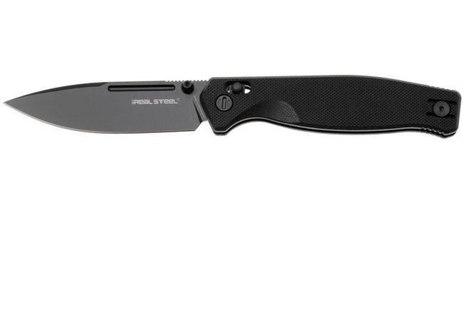 Obraz dla Nóż składany Real Steel Huginn Compact 7653BB, Black PVD VG-10, Black G10, projekt Ivan Braginets