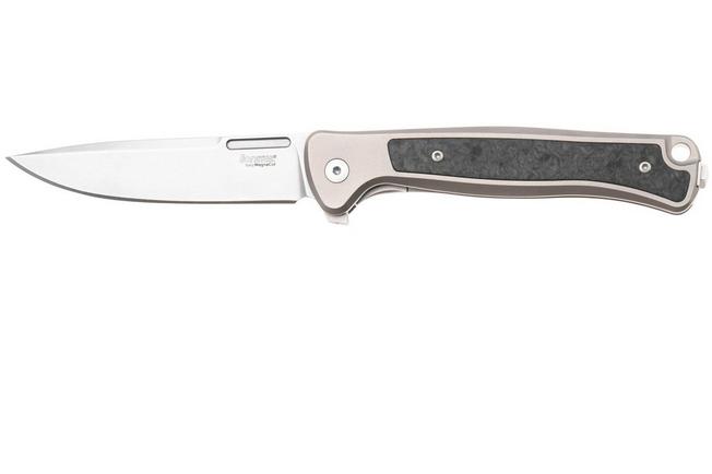 Imagen para LionSteel Skinny Solid SK01 GY Grey Titanium, Carbonfiber inlay navaja, Molletta design
