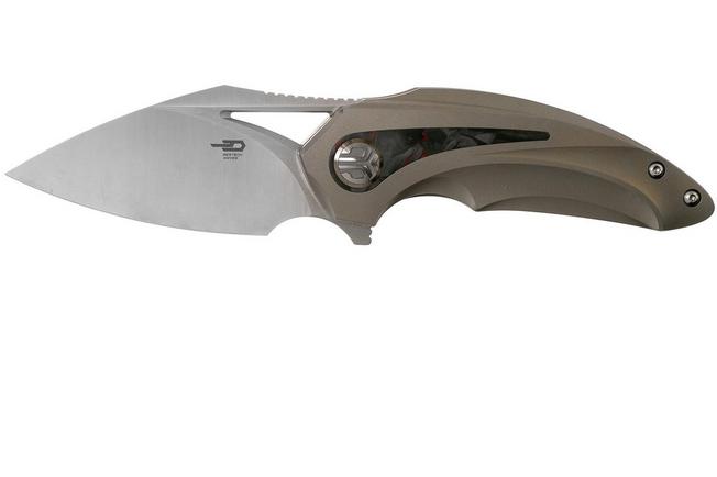 Image pour Bestech Nuke BT2107B Bronze Titanium, Red Marbled Carbonfiber, Satin couteau de poche, Kombou design
