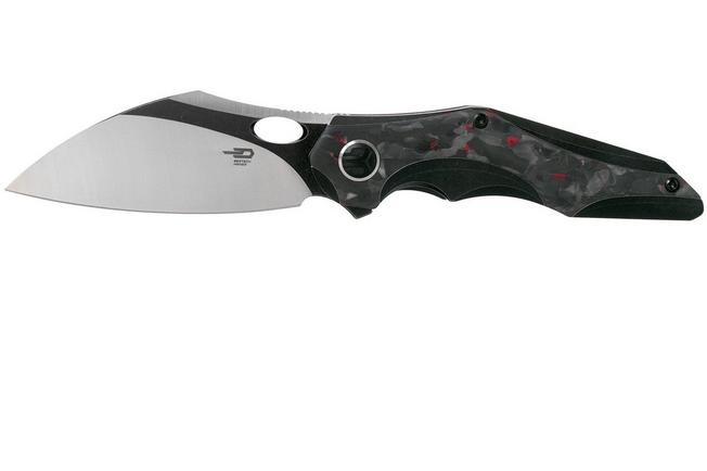Image pour Nogard BT2105D Black Titanium, Red Marble Carbonfiber couteau de poche, Kombou design