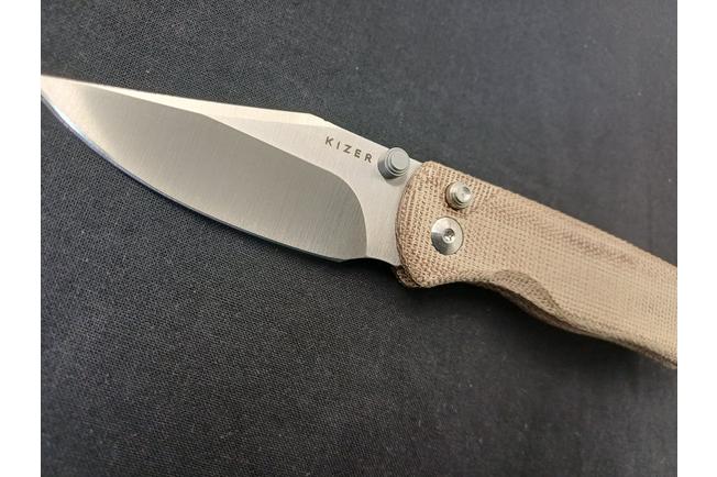 Image for Kizer Vanguard Drop Bear 2, V3619-2CC1 Satin Nitro-V, Brown Micarta, pocket knife, Azo design