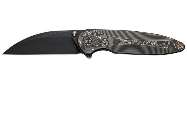 Afbeelding voor WE Knife Zenthra WE24021C-3 Black Stonewashed M390 Bronze/Black Titanium Copper Foil Carbon Inlay, zakmes