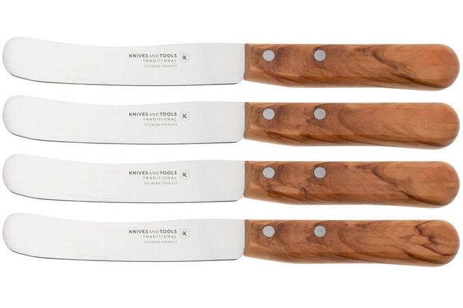 Image for Knivesandtools Traditional Buckels, stainless steel, olive wood, 4-piece set of Buckels breakfast knives