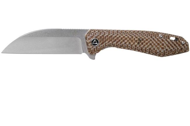 Bild für QSP Knife Pelican QS118-A1 Stonewash, Micarta mit brauner Textur, Taschenmesser