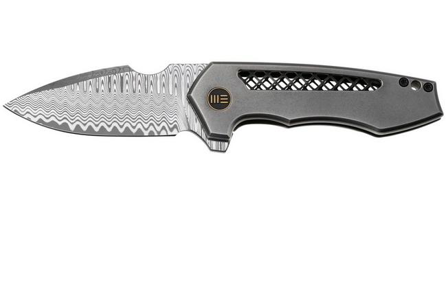 Bild für WE Knife Harpen WE23019-DS1 Hugin Damasteel, Polished Gray Titanium, Taschenmesser, Michael Burch Design