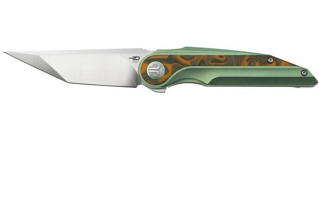 Bild für Bestech Blind Fury BT2303C, M390 Satin, Green Titanium, Orange Carbon Fiber, Taschenmesser Kombou Design