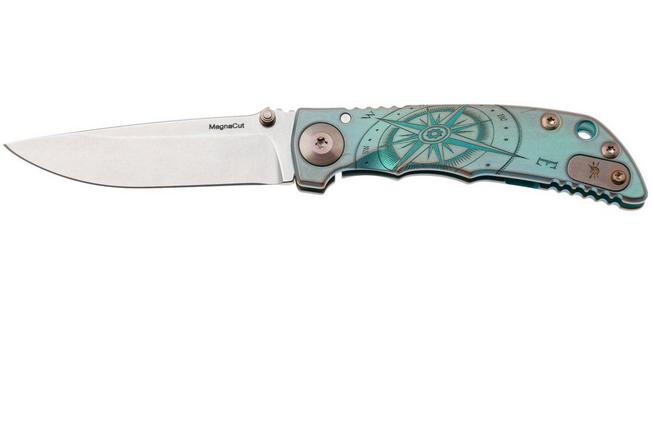 Imagen para Spartan Harsey Folder 3.25 SF10C-COMPASS, Stonewashed CPM MagnaCut, Compass Green/Bronze Anodized Titanium, navaja