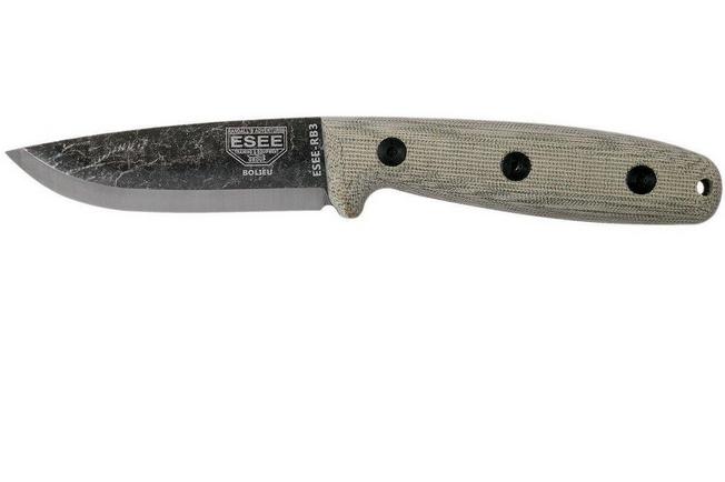 Imagen para ESEE RB3 Bolieu Camp-Lore, Scandi grind, funda de cuero, Reuben Bolieu Design