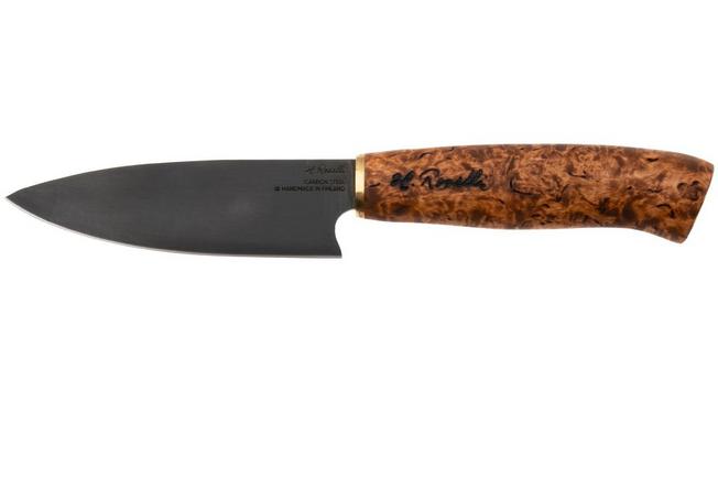 Afbeelding voor Roselli Allround Knife R750D Carbon Steel, Stained Curly Birch, universeelmes, 12 cm