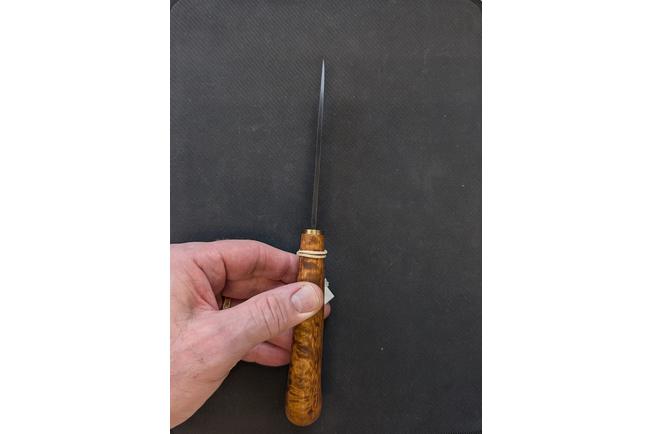 Afbeelding voor Roselli Allround Knife R750D Carbon Steel, Stained Curly Birch, universeelmes, 12 cm