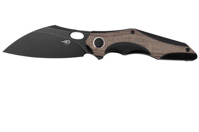 Afbeelding voor Bestech Nogard BT2105E Black Titanium, Brown Micarta zakmes, Kombou design