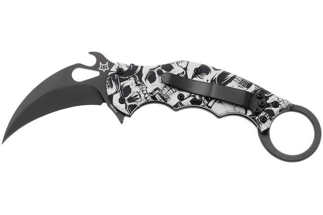 Bild für Fox FX-599 ALB-3 The End, Black Idroglider Böhler N690Co, Engraved Aluminum, Karambit