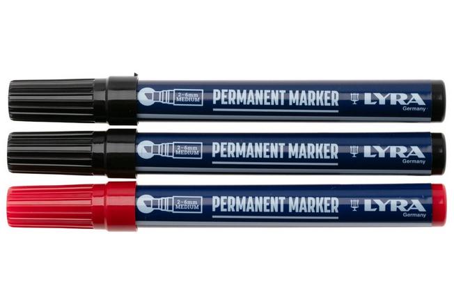 Afbeelding voor LYRA Permanent Marker L4018005 Medium, Black + Red, set van 3 permanente markers