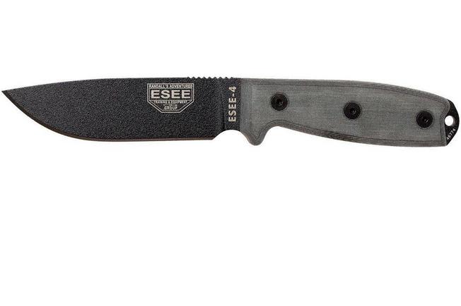 Bild für ESEE Model 4 schwarze Klinge, Grauer Handgriff 4P-MB inkl. Coyote Scheide + Clip und MOLLE-back