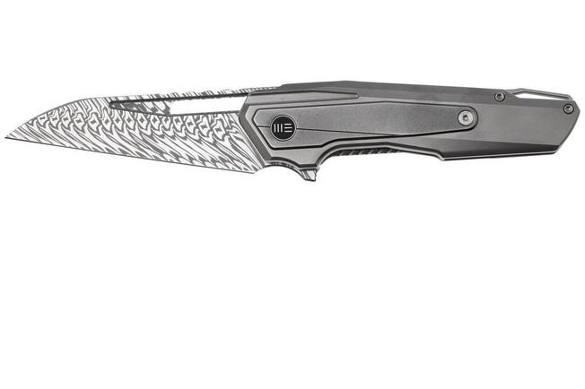 Bild für WE Knife Falcaria WE23012B-DS1 Fafnir Damasteel, Polished Bead Blasted Titanium, Polished Gray Titanium, Taschenmesser