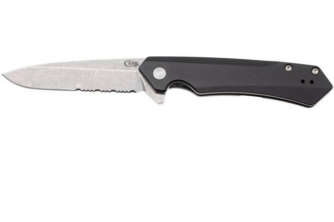 Bild für Case Kinzua Spearpoint Black Anodized Aluminum, 64633, S35VN, Taschenmesser mit Wellenschliff