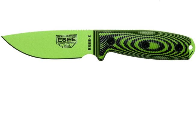Bild für ESEE Model 3 Venom Green Blade 3D Neon Green-Black G10 Survivalmesser 3PMVG-007 schwarze Scheide + Gürtelclip