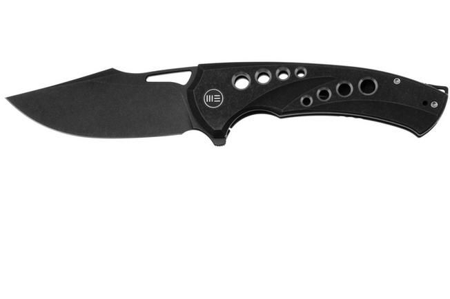 Bild für WE Knife Swiftfin WE23051-1 Black Stonewashed CPM 20CV, Black Titanium, Satin Holes Taschenmesser