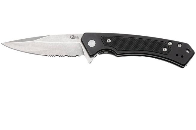 Image for Case Marilla Black Anodized Aluminum, Black G10 Inlay, 25878, S35VN partially serrated pocket knife