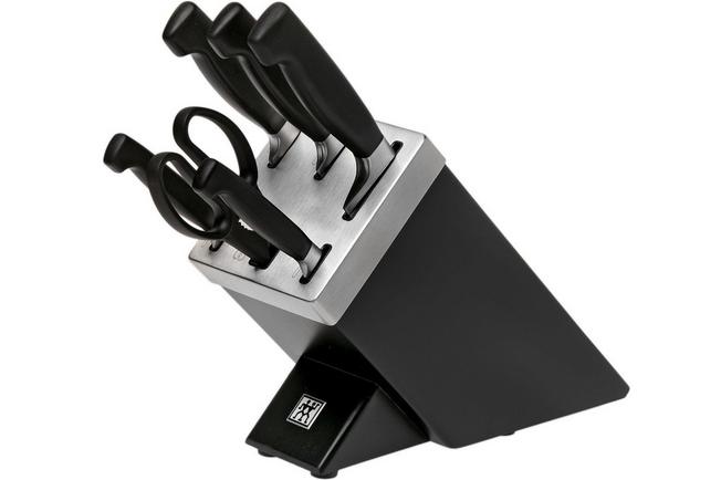 Obraz dla Zestaw Zwilling J.A. Henckels Four Star SharpBlock 35145-007, czarny, drewno jesionowe, 7 szt.