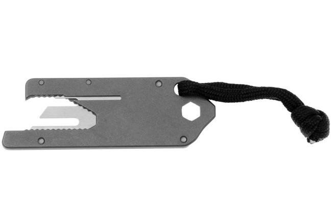 Afbeelding voor Big Idea Design TPT Titanium Pocket Tool Deluxe TI-PT Stonewashed Titanium, utility mes met lederen schede