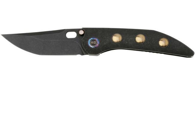 Bild für WE Knife Attor WE23037-1 Black Stonewashed CPM 20CV, Black Titanium, Golden Titanium Inlay Taschenmesser, Dalibor Bergam Design