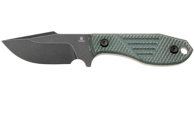 Bild für Tenable Knives Tiny Dancer G014A6 Blackwashed D2, Green Micarta, Fahrtenmesser, Jonathan Styles Design