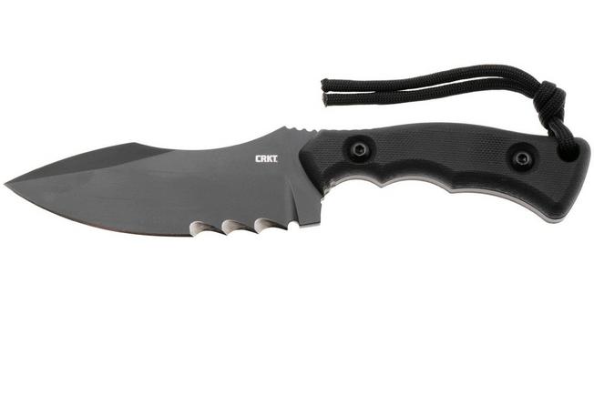 Image for CRKT Bugsy Black Cerakote, Veff Serrations 3605KV Black G10 fixed knife, Kaila Cumings design