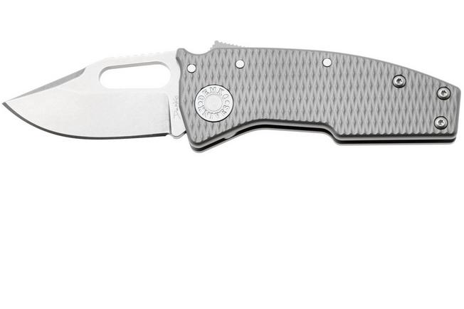 Afbeelding voor Demko Nano-Shark, NANO-20CV-MIL-TI-CP Stonewashed CPM 20CV Clip Point, Milled Titanium, zakmes