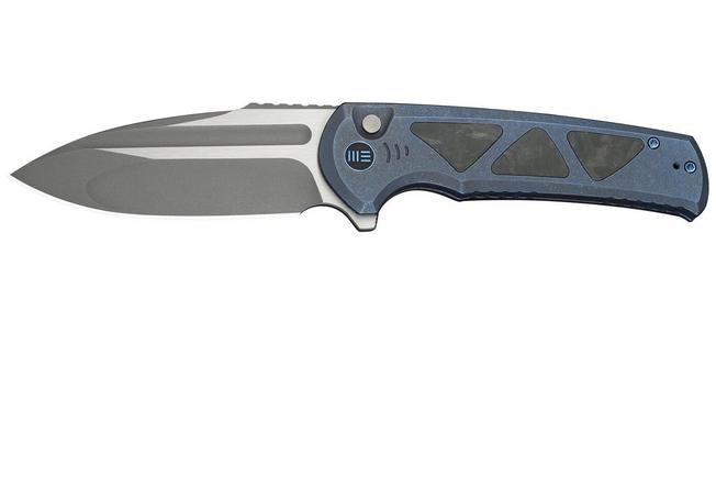 Afbeelding voor WE Knife Sylox WE24027-2 Gray Stonewashed, Blue Titanium Shredded Carbon Inlay, zakmes