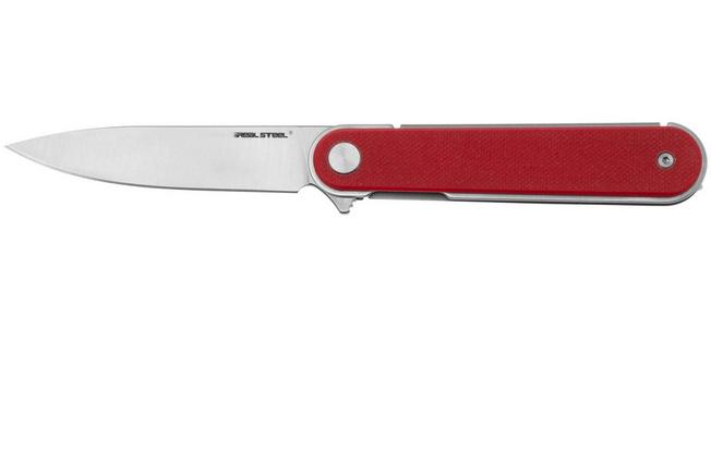 Bild für Real Steel Iris Flipper 8061AR Satin 12C27, Red G10, Taschenmesser