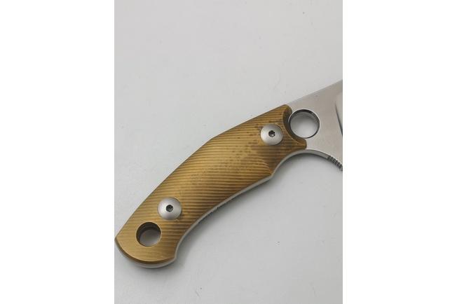 Obraz dla Nóż z głownią stałą GiantMouse GMF1-XL Brass Milled, Satin Elmax, Burgundy Leather Sheath