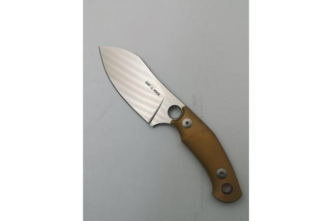 Obraz dla Nóż z głownią stałą GiantMouse GMF1-XL Brass Milled, Satin Elmax, Burgundy Leather Sheath