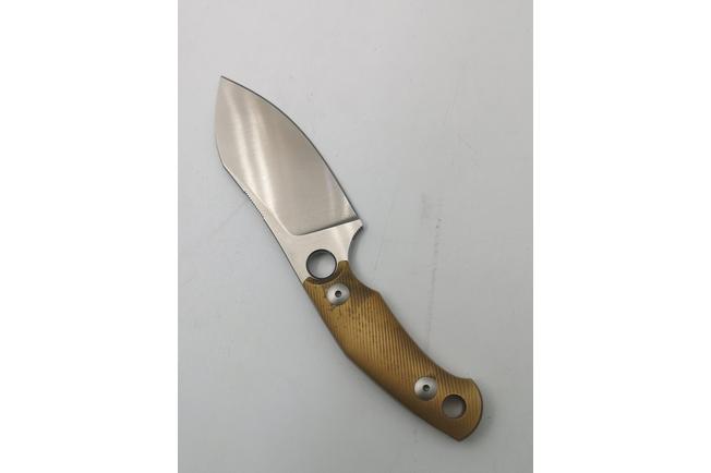 Obraz dla Nóż z głownią stałą GiantMouse GMF1-XL Brass Milled, Satin Elmax, Burgundy Leather Sheath