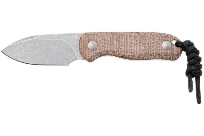 Image for Kizer Drop Bear 1094A1 Gray Stonewash 14C28N, Burlap Micarta, fixed knife