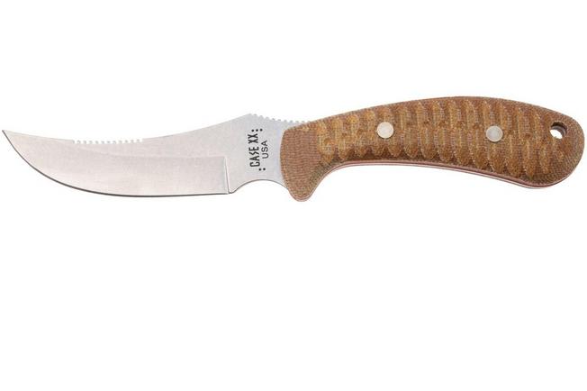 Image for Case Ridgeback Hunter 30592, Stonewashed Stainless Steel, Natural Canvas Laminate/Red G10, hunting knife