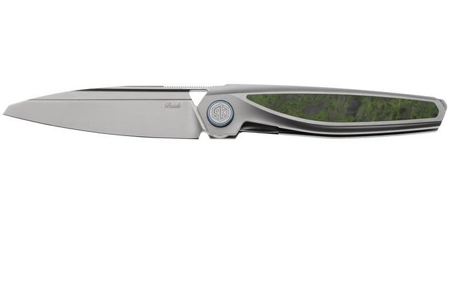 Bild für Rike Knife Baidi 13205-1 Bead Blasted Bohler M390, Titanium, Green Carbon Fiber Inlay, Taschenmesser