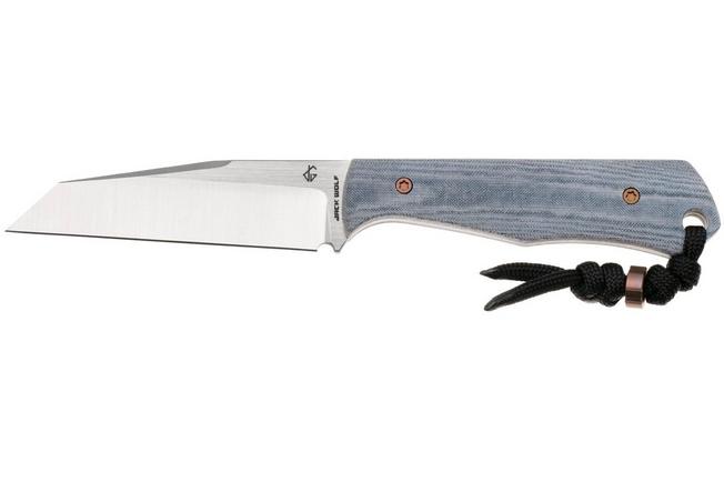 Image for Jack Wolf Collusion COLLU-01-BLU-LIN-MIC Satin S90V, Blue Linen Micarta, fixed knife, Jakeb Creates design