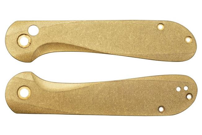 Bild für Flytanium Civivi Elementum Button Lock FLY-1258 Stonewashed Brass Scales, Griffschalen