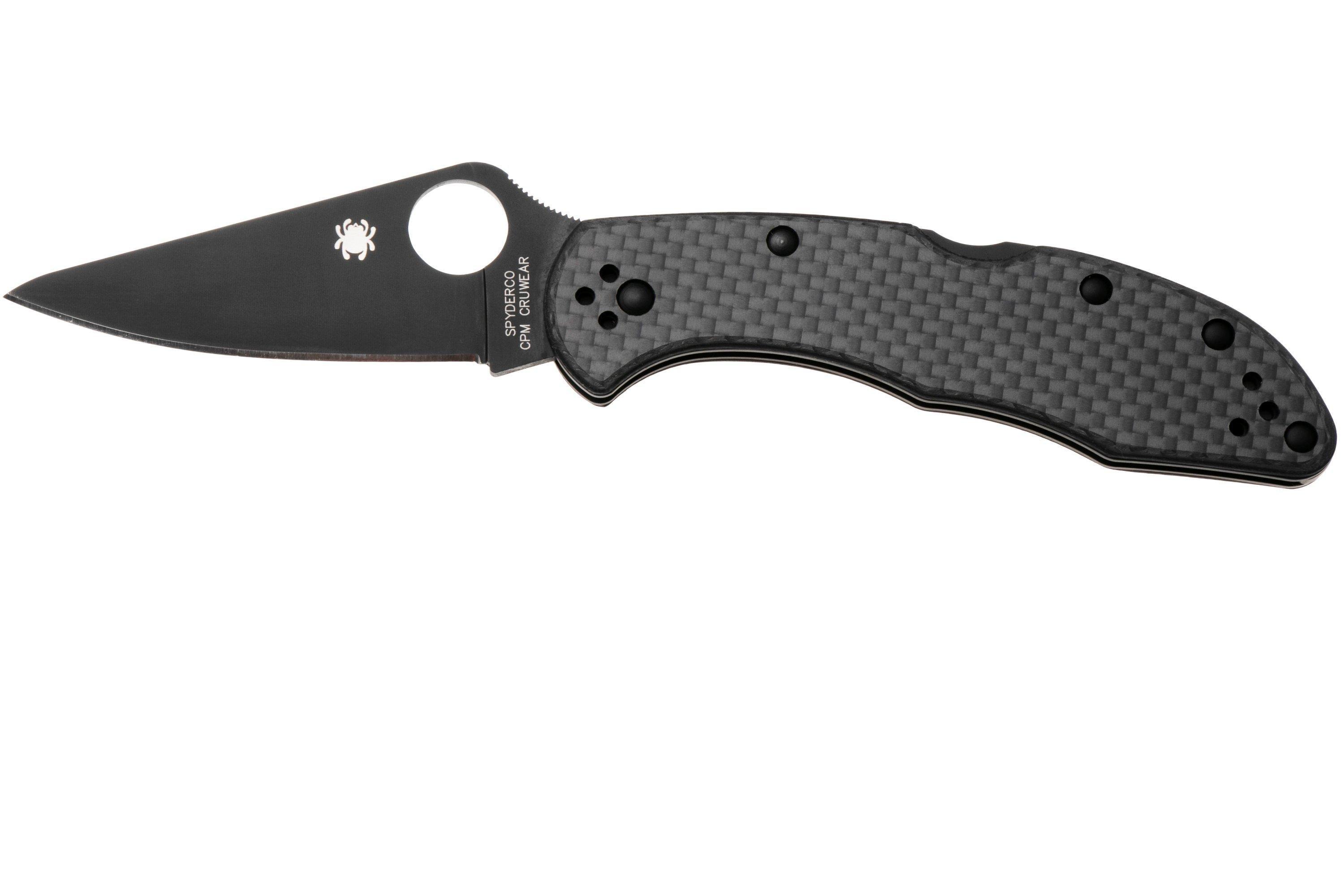 Spyderco Delica 4 Black TiCN CPM CruWear C11CFPBK Carbon Fiber, Sprint ...