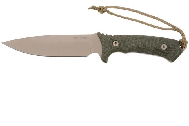 Afbeelding voor Spartan Blades Harsey Difensa SB19DEGRKYTN Flat Dark Earth, Green Micarta, survivalmes, kydex schede