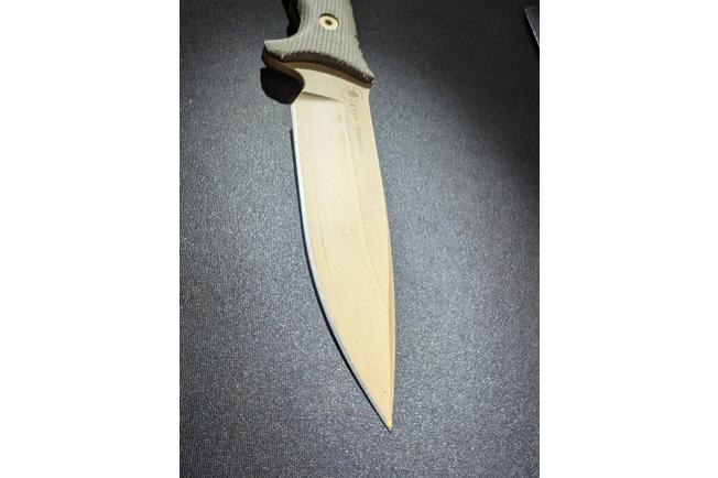 Afbeelding voor Spartan Blades Harsey Difensa SB19DEGRKYTN Flat Dark Earth, Green Micarta, survivalmes, kydex schede