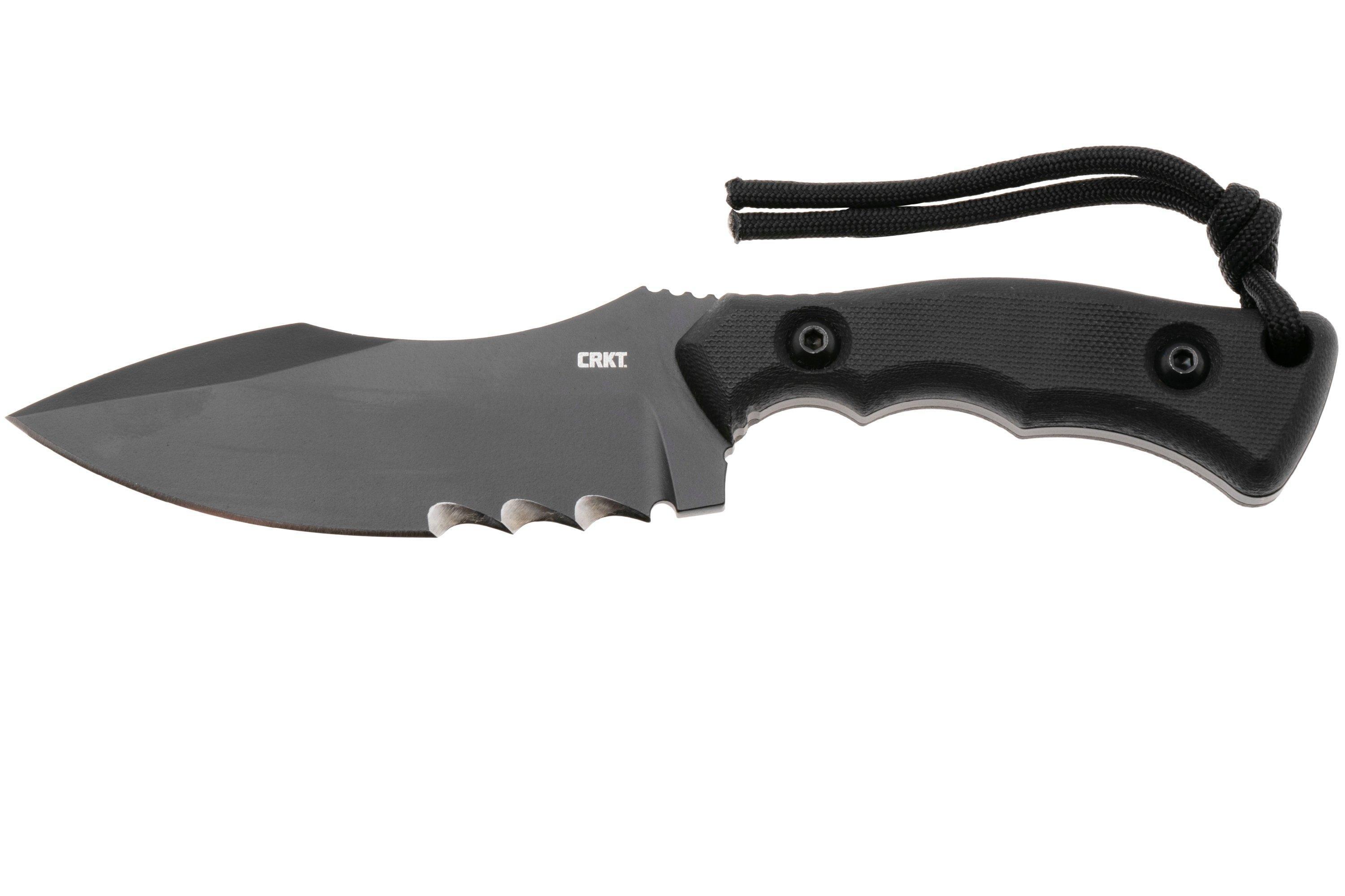 CRKT Bugsy Black Cerakote, Veff Serrations 3605KV Black G10 fixed knife ...