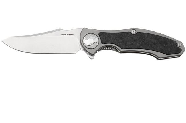 Bild für Real Steel Exorcist 9412CF, Stonewashed CPM S35VN, Sandblasted Titanium, Shred Carbon Fiber Inlay Taschenmesser, Carson Huang Design