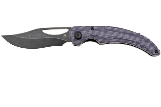 Image for Tenable Knives Gideon T1119A4 Blackwashed Nitro-V, Purple Micarta, pocket knife, Dead Sober design