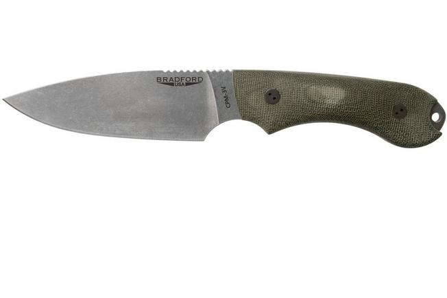 Image for Bradford Guardian 4, 3D OD Green Micarta Guardian 4 CPM 3V, Full Flat Stonewashed 4FH-102-3V