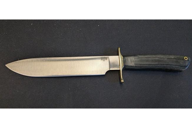 Image for Bark River Mike Stewart Bowie Satin A2, Black Canvas Micarta, fixed knife