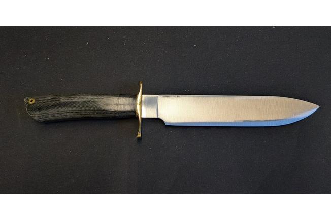 Image for Bark River Mike Stewart Bowie Satin A2, Black Canvas Micarta, fixed knife