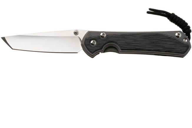 Image for Chris Reeve Large Sebenza 31, L31-1228, Stonewashed CPM MagnaCut Tanto, Sandblasted Grey Titanium, Black Canvas Micarta Inlay pocket knife