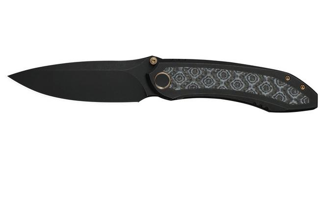 Image for WE Knife Winsome WE23092-1 Black Stonewashed, Titanium Layered G10 Rose Pattern Carbon Inlay, pocket knife